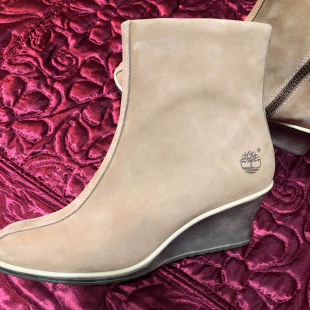 Suede wedge booties